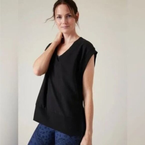 ATHLETA Retroterry V-Neck Sweatshirt Tee - Picture 1 of 7